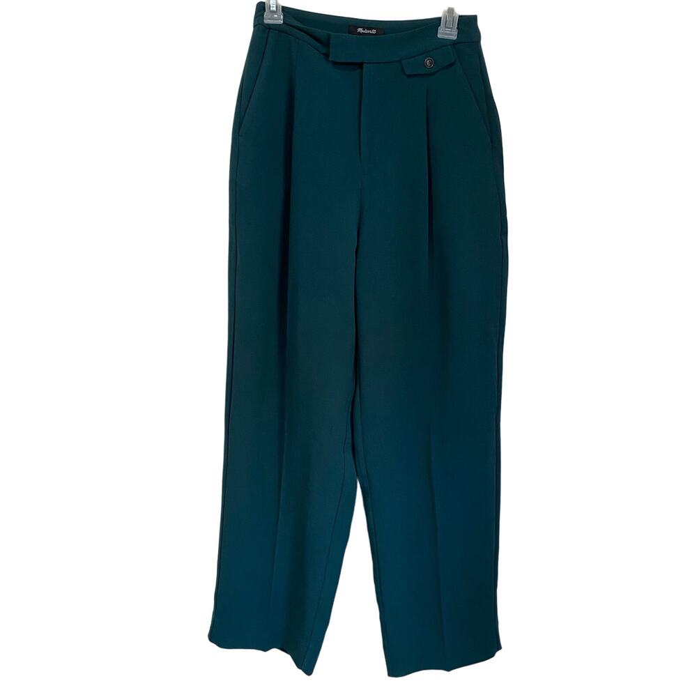 Madewell The Rosedale High-Rise Straight Pant in Crepe Forest Green NN981 Sz 4